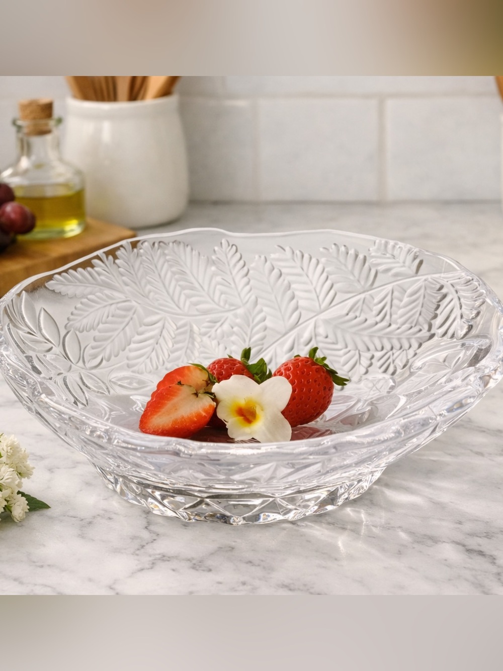 NWT Studio Nova Oval Bowl Leaf Collage 14.5" in Gift Box